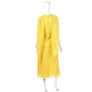 Vintage Chetta B Yellow Print 1990s Dress with  Scarf