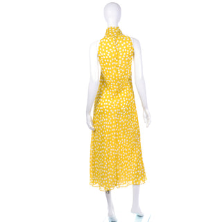 Vintage Chetta B Yellow & White Print 1990s Dress with Scarf