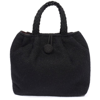 1990s Early Vintage Kate Spade Handbag Barneys Black Mohair Bag braided top handles