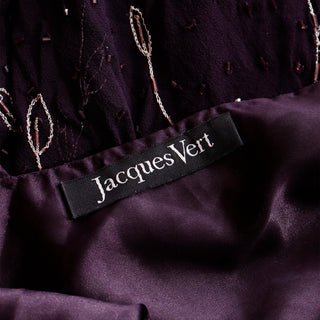 1920s Style 1990s Purple Beaded Vintage Handkerchief Hem Evening Dress