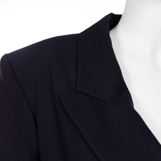 YSL 1991 Yves Saint Laurent Navy Blue Wool Blazer Jacket With Gold Faux Coin Buttons
