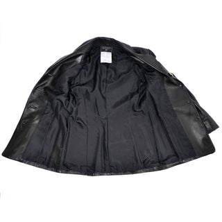 Quilted Black Leather Chanel Jacket SIlk LIning