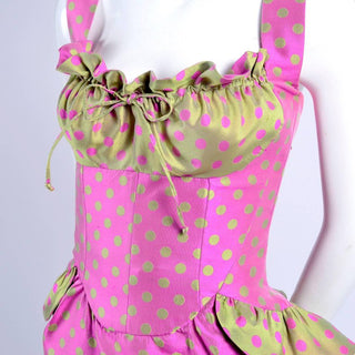Polka Dot Christian Lacroix Vintage Dress with Gathered Bust