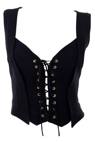 1994 Moschino Black Lace Front Corset Top
