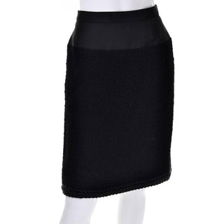 Vintage Chanel 1990's black boucle skirt suit