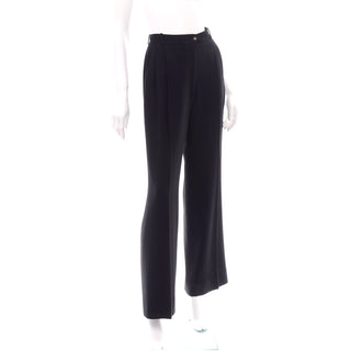 High Waist Chanel Boutique Pants F/W 1996 Vintage Black Wool Trousers