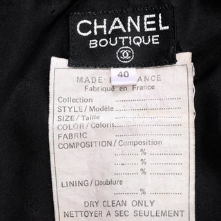 Sz 40 Chanel Boutique Pants F/W 1996 Vintage Black Wool Trousers