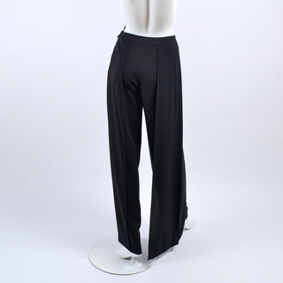 Chanel black wool pants with flyaway panel