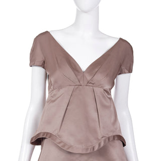 2000s Marc Jacobs Toffee Brown Wavy Tier Skirt Party Dress