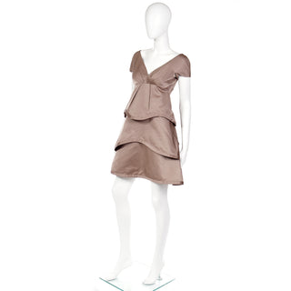 2000s Marc Jacobs Toffee Brown Wavy Tiered Party Dress