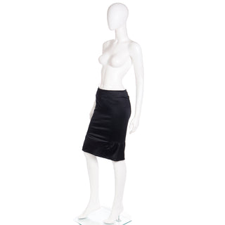 2000s Tom Ford for Gucci Black Cotton Pencil Skirt W Ruching and details