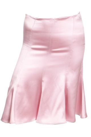 2000s Valentino Pink Silk Charmeuse Godet Below Waist Y2K Skirt