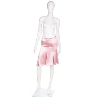 2000s Valentino Pink Silk Charmeuse Godet Below Waist Y2K Skirt XS