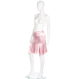 2000s Valentino Pink Silk Charmeuse Below Waist Y2K Skirt