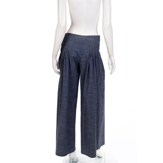 Spring 2003 Chanel Pants Vintage Denim Pleated Runway Trousers w wide legs