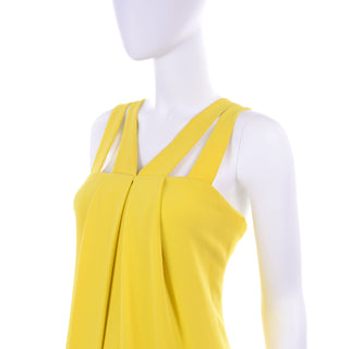 Double Strap Oscar de la Renta Summer Evening Gown in Yellow Chartreuse