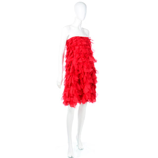 2008 Valentino Spring Summer Red Tiered Silk Organza Dress Runway Documented