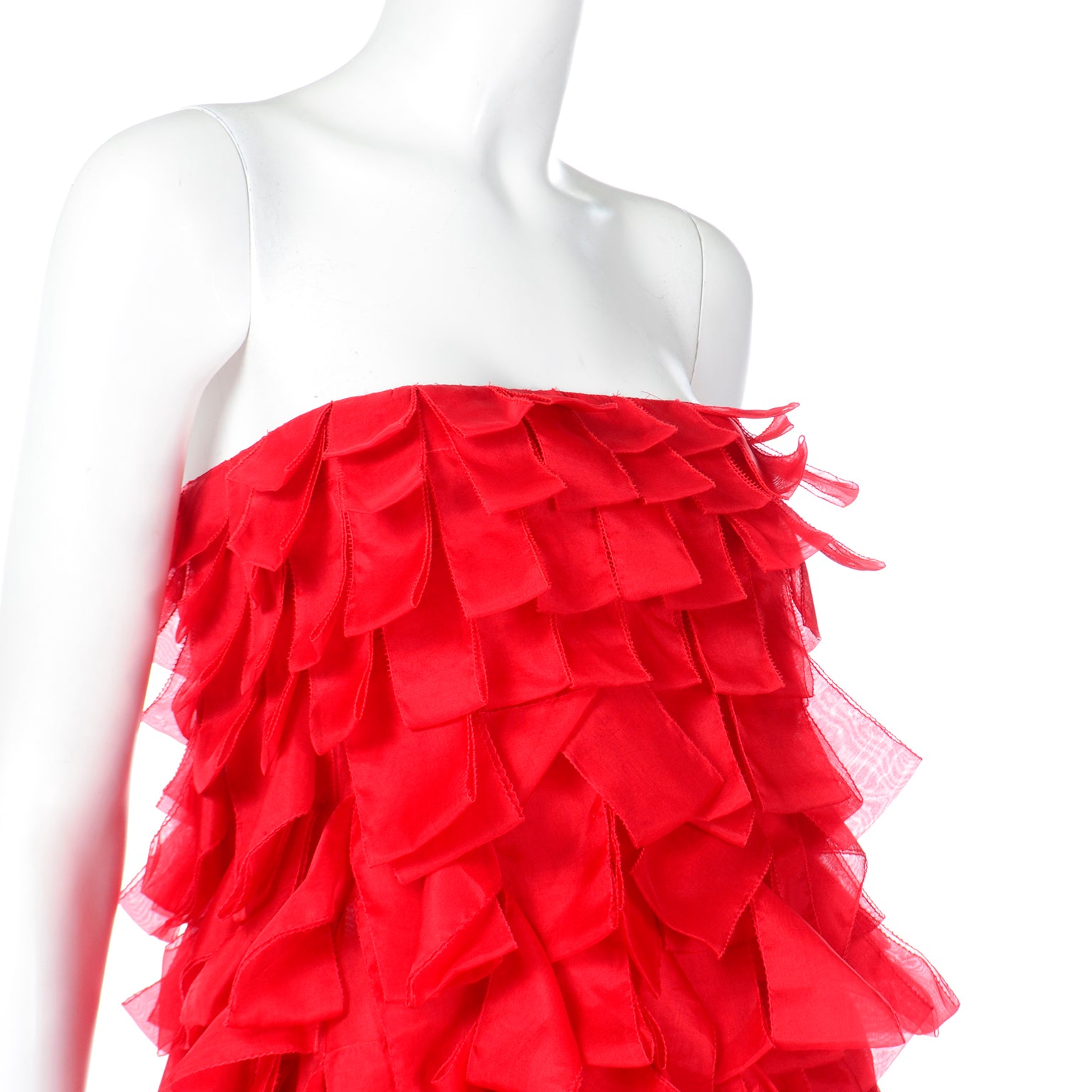 red valentino organza dress Valentino Garavani Organza Midi Dress | Red
