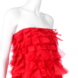 2008 Valentino Spring Summer Red Tiered Silk Organza Dress Ethereal evening dress