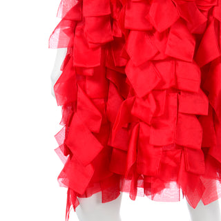 2008 Valentino Spring Summer Red Tiered Silk Organza Dress Looped fabric