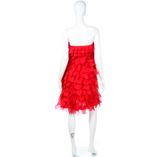 2008 Valentino Spring Summer Red Tiered Silk Organza Dress from Garavani last runway show