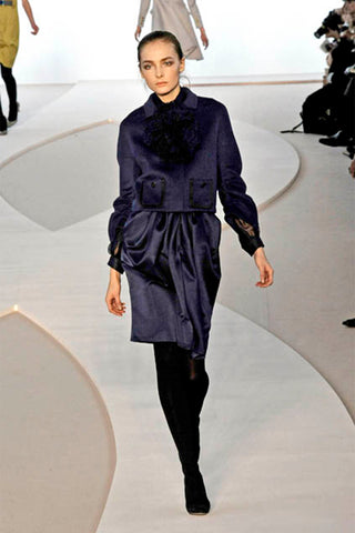 F/W 2008 Valentino runway deep blue silk blouse and skirt