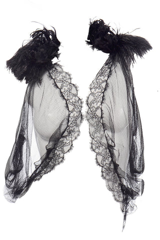 F/W 2012 Alberta Ferretti Lace & Feather Shrug