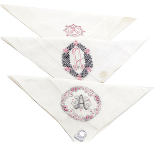 3 Vintage NEW A Monogrammed Handkerchiefs Madeira Portugal - Dressing Vintage