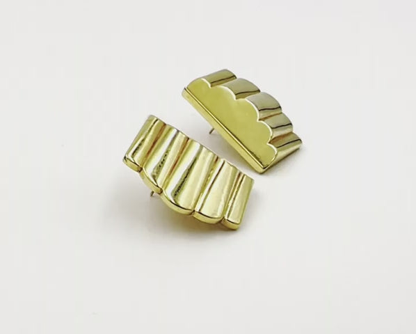 1980s Yves Saint Laurent Vintage Gold Textured Pierced Earrings YSL movie