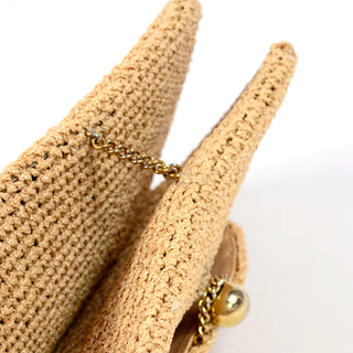1960s Koret Double Sided Woven Jute Handbag w/ Bamboo Top Handle