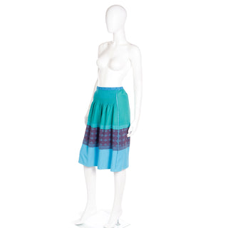 1990s A-Poc Issey Miyake Blue Green & Purple Vintage Cotton Skirt colorful print