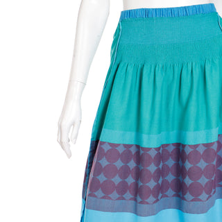 1990s A-Poc Issey Miyake Blue Green & Purple Vintage Cotton Skirt w Polka Dots