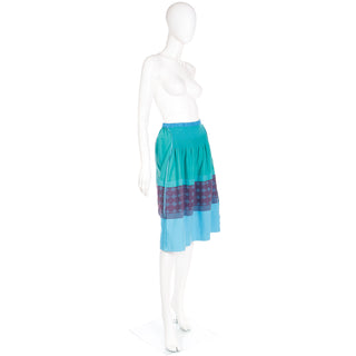 1990s A-Poc Issey Miyake Blue Green & Purple colorful Vintage Cotton Skirt 