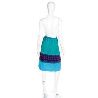 1990s A-Poc Issey Miyake Blue Green & Purple Inside Out Vintage Cotton Skirt