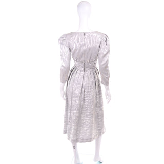 AJ Bari vintage silver dress with puff sleeves