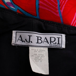 Bold 1980s Vintage AJ Bari Strapless Tropical Print Dress