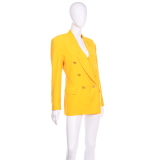 Accento Italy Vintage 1980s Yellow Wool Oversized Blazer