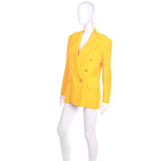 Vintage 1980s Yellow Wool Oversized Blazer Accento Italia