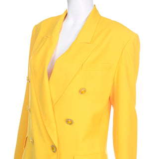 Vintage 1980s Yellow Wool Oversized Blazer Italy