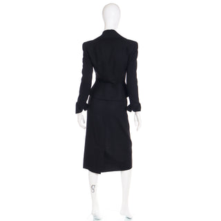 Vintage 1947 Adele Simpson Documented Black Wool Cinched Waist Jacket w Skirt