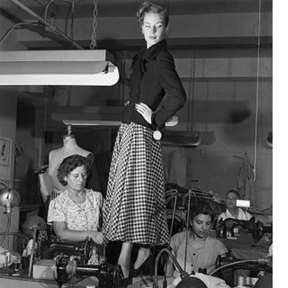 1947 Adele Simpson Documented Black Wool Cinched Waist Jacket w Skirt 1940s fashion