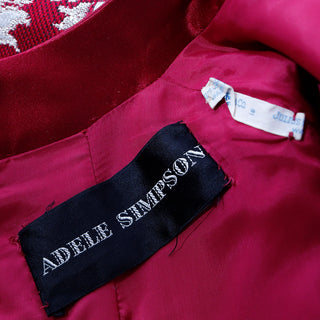 1960s Adele Simpson 1960s Burgundy Metallic Jacquard Vintage Evening Dress Size Small 