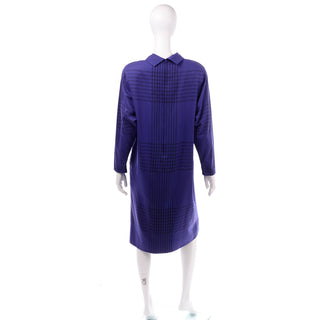 Adele Simpson Blue Plaid Vintage Wool Day Dress