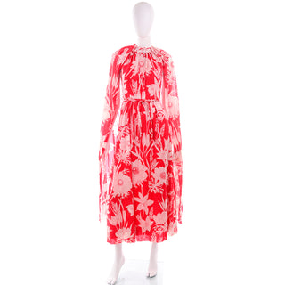 1970s Adele Simpson vintage floral dress and cape