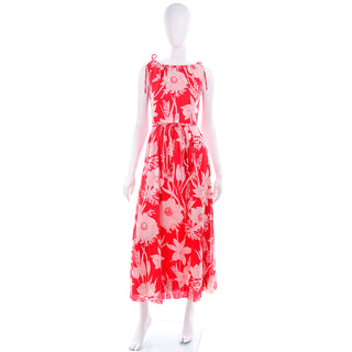 1970s Adele Simpson vintage red and white floral day dress