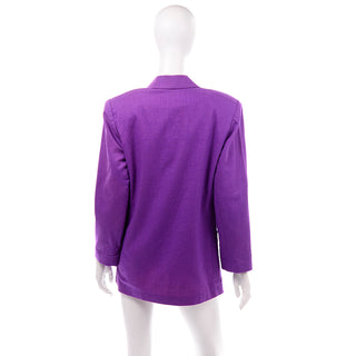 Double Breasted Purple Linen and Cotton Vintage Blazer