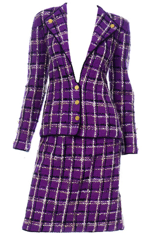 Adolfo Vintage Purple Wool Jacket & Skirt Suit