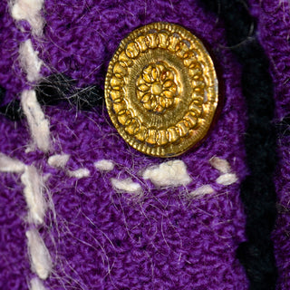 Adolfo Vintage Purple Knit Wool Jacket & Skirt Suit 