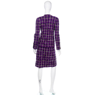 Adolfo Vintage Purple Wool Jacket & Skirt Suit 1970s