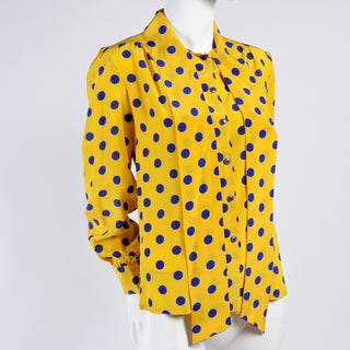 Adolfo vintage silk blouse with bow in yellow